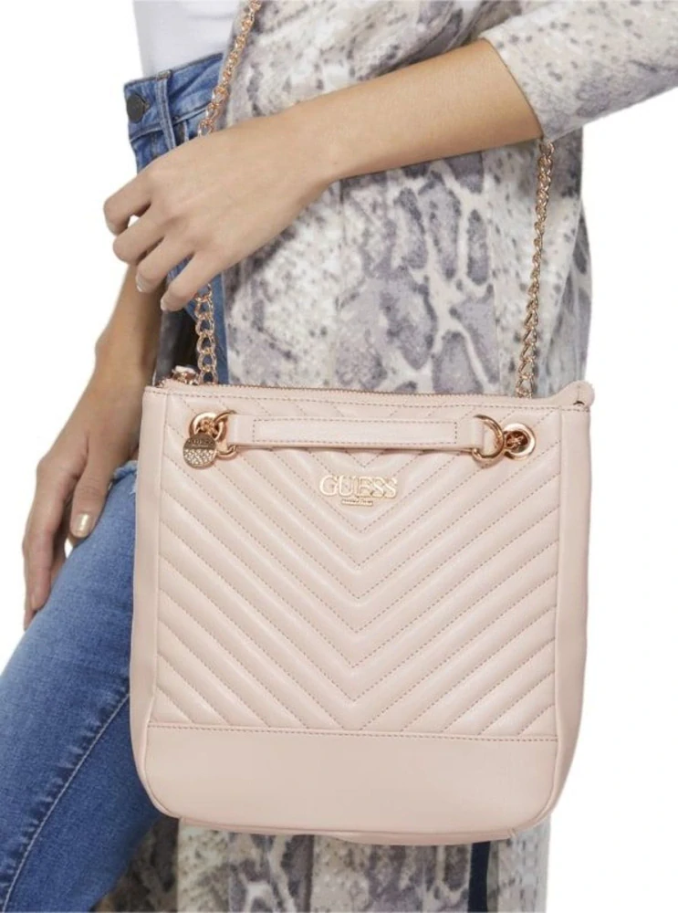 Dámská crossbody kabelka GUESS  Starlett Logo - pudrová
