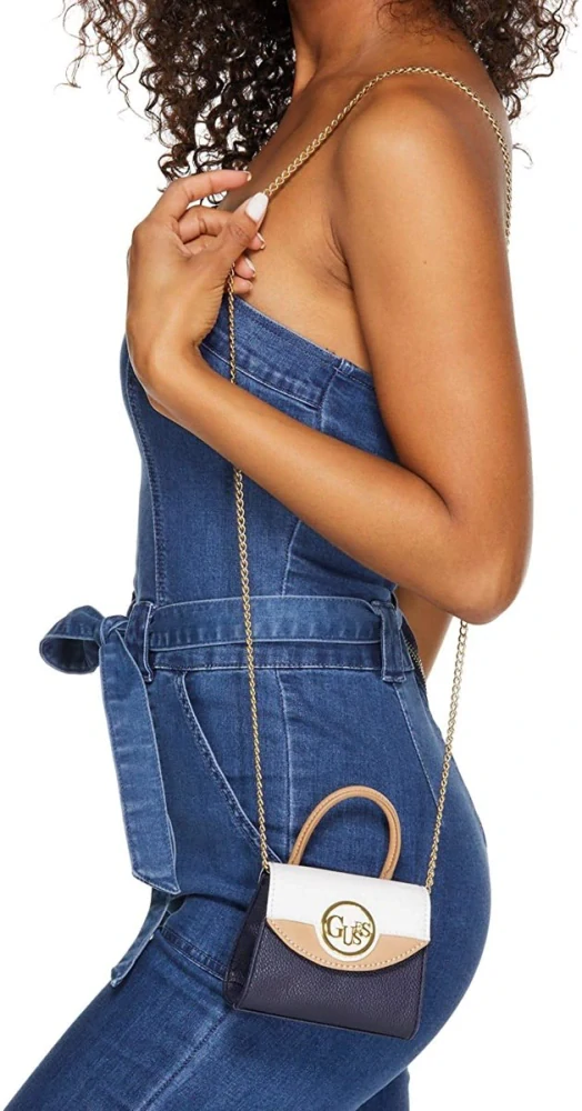 Dámská crossbody kabelka Guess Mini Top Handle - modrá